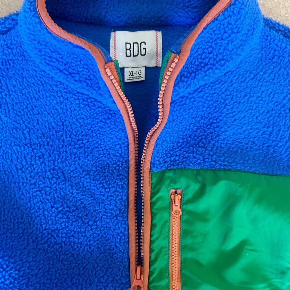 BDG Blue and Green Vest with Orange Accents - Picture 2 of 4